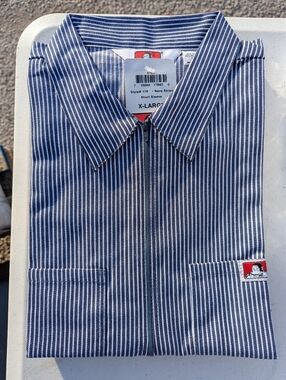 Vintage Ben Davis 1/2 Zip Navy Striped Shirt, NWT